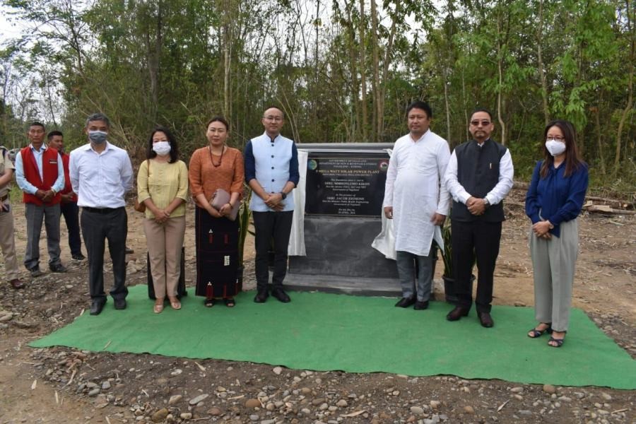 The foundation stone of a five megawatt solar power plant was laid at Hovukhu village, Niuland on April 20. (DIPR Photo)